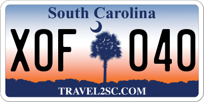 SC license plate XOF040