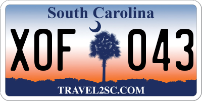 SC license plate XOF043