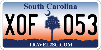 SC license plate XOF053
