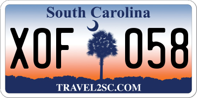 SC license plate XOF058