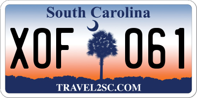 SC license plate XOF061