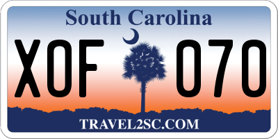 SC license plate XOF070