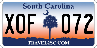 SC license plate XOF072