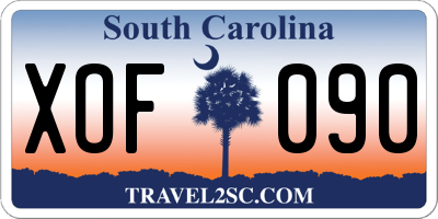 SC license plate XOF090
