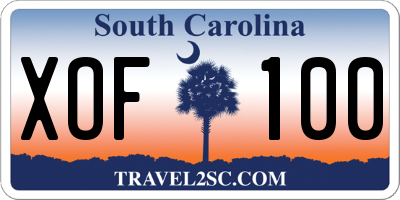 SC license plate XOF100