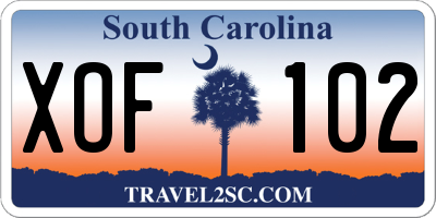SC license plate XOF102