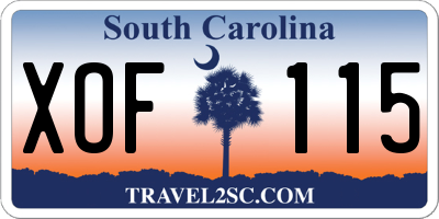 SC license plate XOF115