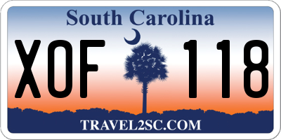 SC license plate XOF118