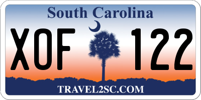 SC license plate XOF122