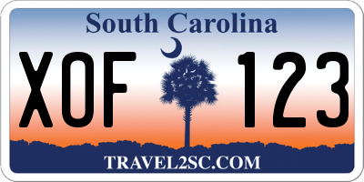 SC license plate XOF123