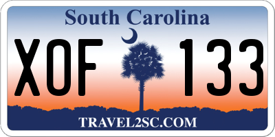 SC license plate XOF133