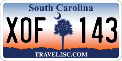 SC license plate XOF143