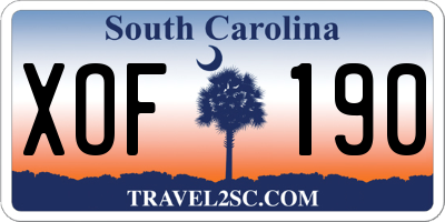 SC license plate XOF190