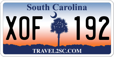 SC license plate XOF192