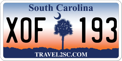 SC license plate XOF193