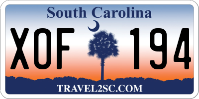 SC license plate XOF194
