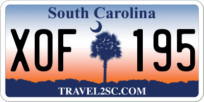 SC license plate XOF195