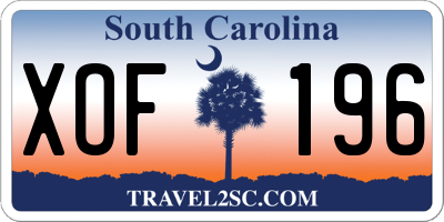SC license plate XOF196