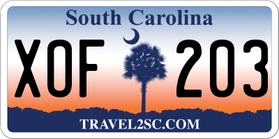 SC license plate XOF203