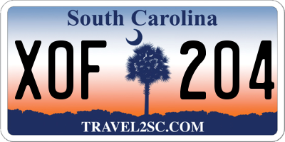 SC license plate XOF204
