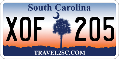 SC license plate XOF205