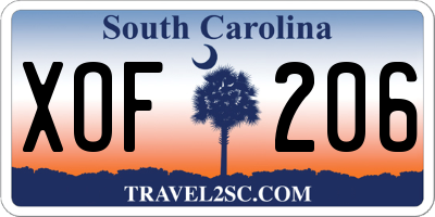 SC license plate XOF206