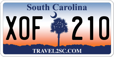 SC license plate XOF210