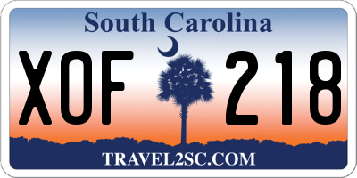 SC license plate XOF218
