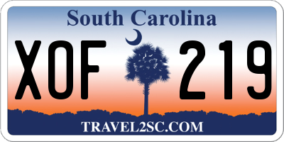 SC license plate XOF219