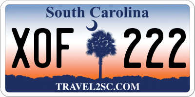 SC license plate XOF222