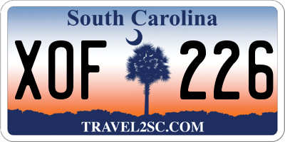 SC license plate XOF226
