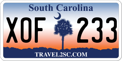 SC license plate XOF233