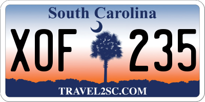 SC license plate XOF235