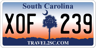 SC license plate XOF239