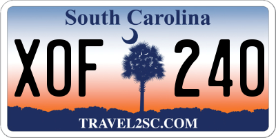 SC license plate XOF240