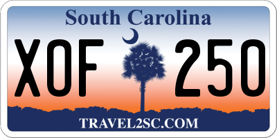 SC license plate XOF250