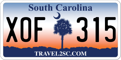 SC license plate XOF315