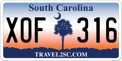 SC license plate XOF316