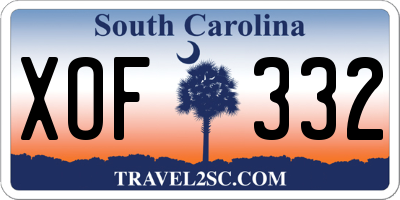 SC license plate XOF332