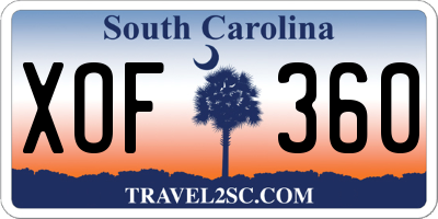 SC license plate XOF360