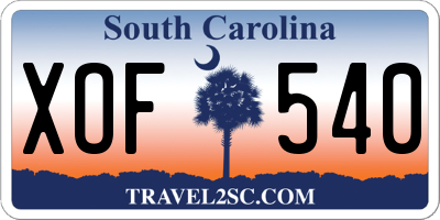 SC license plate XOF540