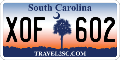 SC license plate XOF602