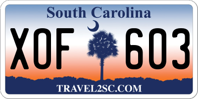 SC license plate XOF603