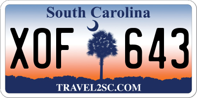 SC license plate XOF643
