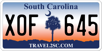SC license plate XOF645