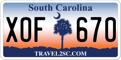 SC license plate XOF670