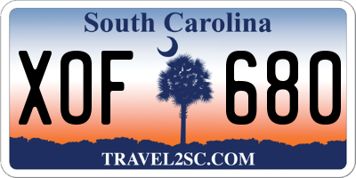 SC license plate XOF680
