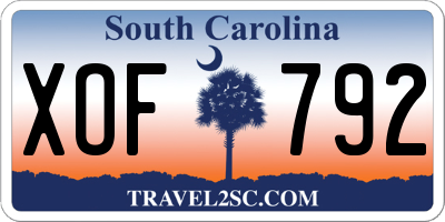 SC license plate XOF792