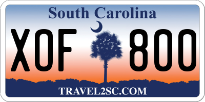 SC license plate XOF800