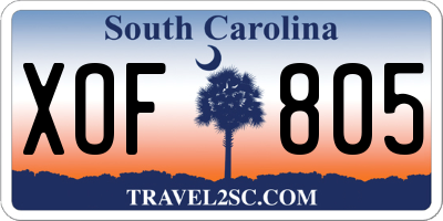 SC license plate XOF805